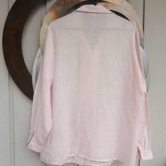 Pink Linen Blouse, Size L - Picture 2 of 2
